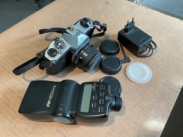 Pentax K 1000 Fotocamera set in tas