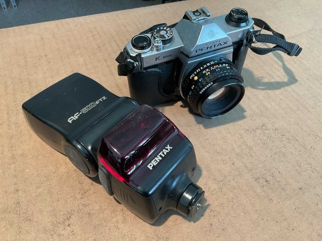 Pentax K 1000 Fotocamera set in tas