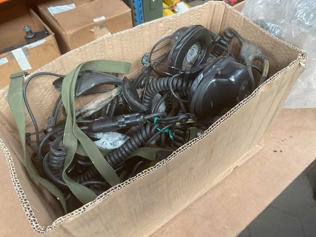 Box Various Used Headsets and Parts
