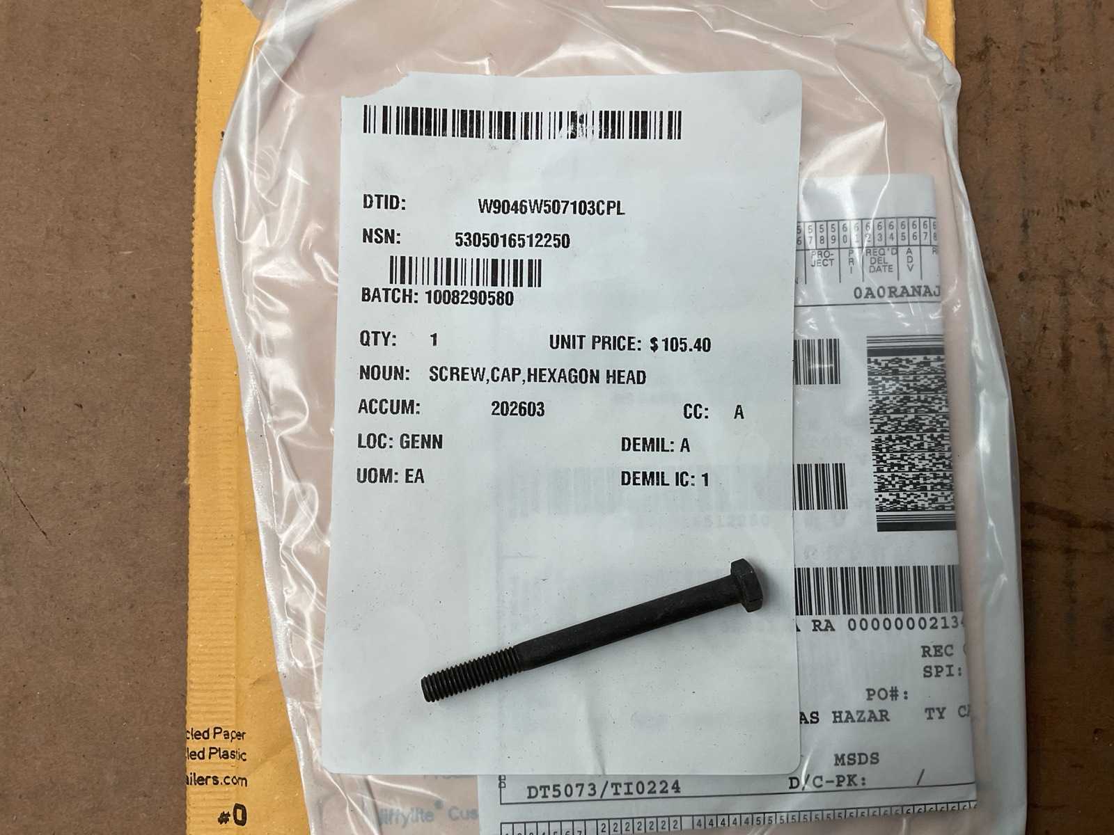 Hexagon head screw cap