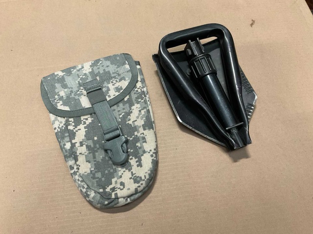 Intrenching tool carrier and shovel (2x)