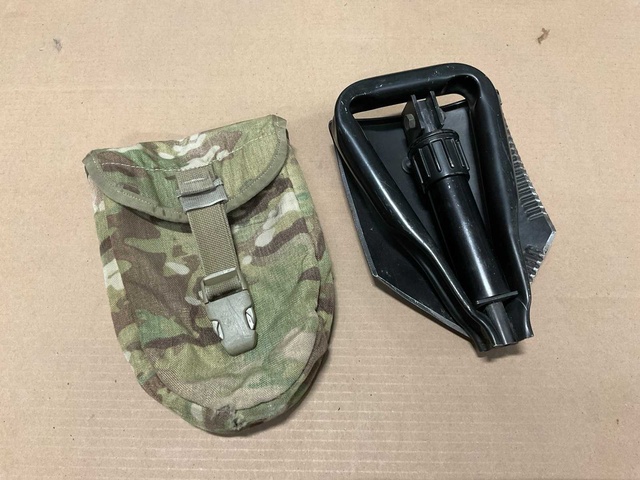 Intrenching tool carrier and shovel (2x)