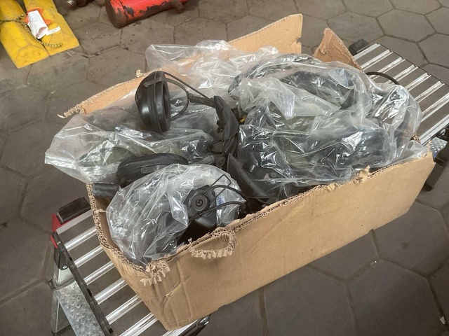 Box Various Used Headsets and Parts